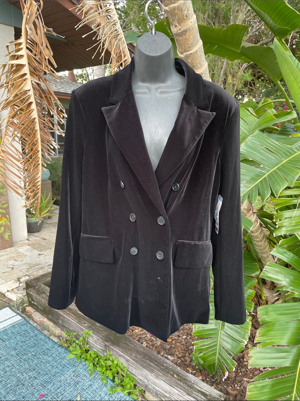 Black velvet double breasted jacket